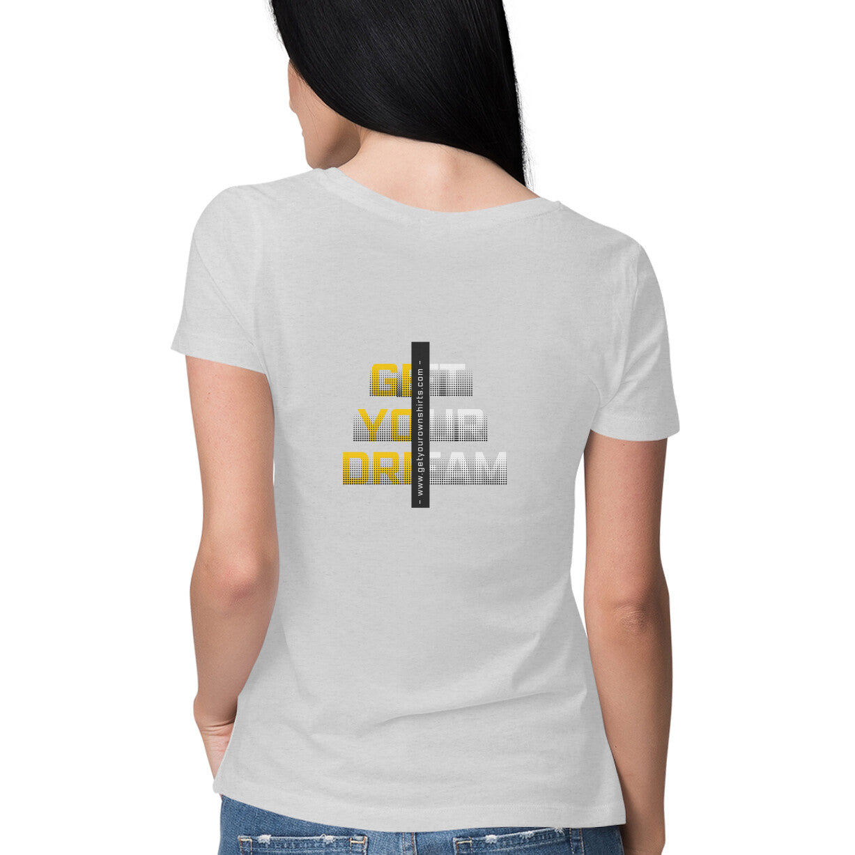 Melange Grey Positive - Sleek Design T-shirt - From and back Design - Women