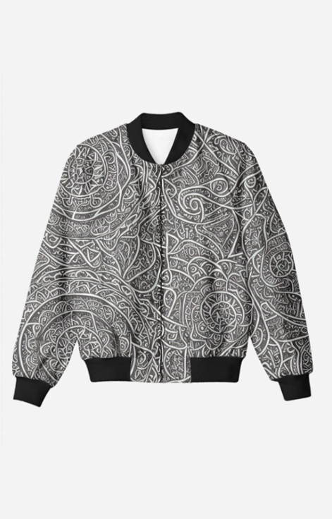 Unisex Bomber Jacket - Mandala Musical Harmony Design
