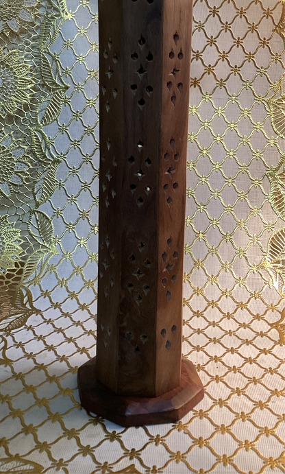 Sheesham wood incense tower burner holder - Gyos Handicrafts