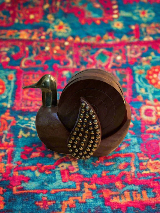 Indian arts wooden swan coaster - Gyos Handicrafts