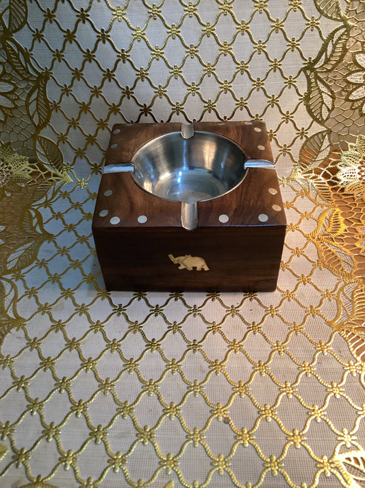 Wooden Ashtray with Cigarette Holder drawer - Gyos Handicrafts