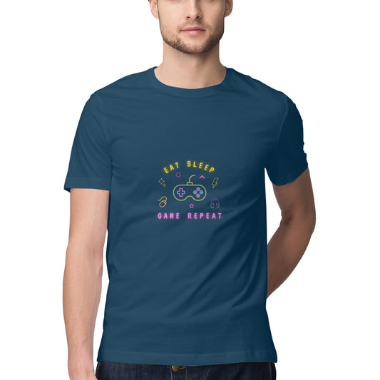 Eat Sleep Game Repeat - Playful Slogan T-shirt - Men