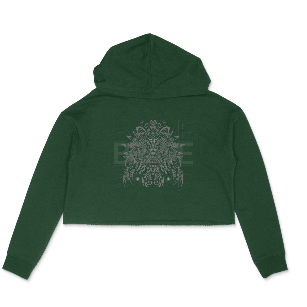 Olive Green Hoodie - Intricate Lion Design - Women